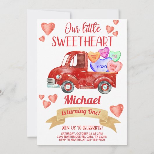 Valentines Valentine Junge Einladung zum Geburtsta (Vorderseite)