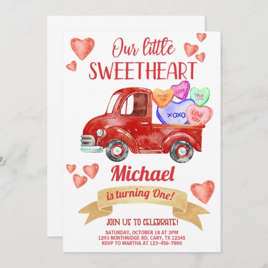 Valentines Valentine Junge Einladung zum Geburtsta (Vorne/Hinten)