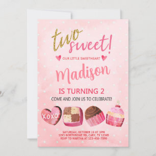 Valentines Valentine Mädchen 2. Geburtstagseinladu Einladung