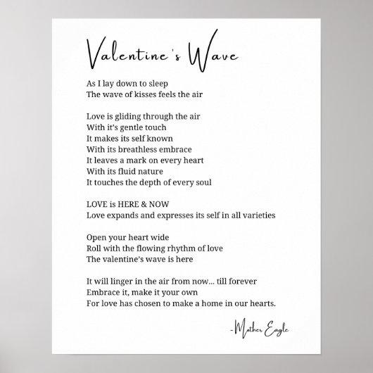 Valentines Wave Liebe Gedicht Plakatwand Art Deco  Poster (Vorne)