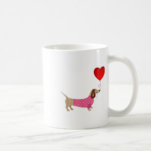 Valentines Weiner Daschund Dackel in Hundekleidung Kaffeetasse