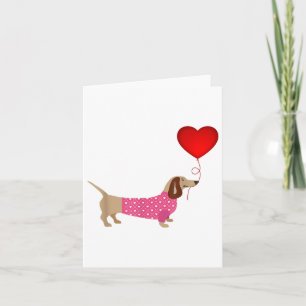 Valentines Weiner Daschund Dackel in Hundekleidung Karte