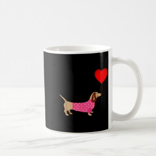 Valentines Weiner Daschund Doxie In Dog Dress Kaffeetasse (Rechts)
