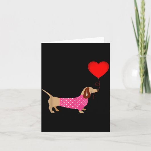 Valentines Weiner Daschund Doxie In Dog Dress  Karte (Vorderseite)