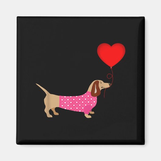 Valentines Weiner Daschund Doxie In Dog Dress Magnet (Vorne)