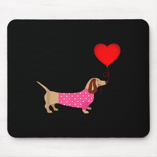 Valentines Weiner Daschund Doxie In Dog Dress Mousepad (Vorne)