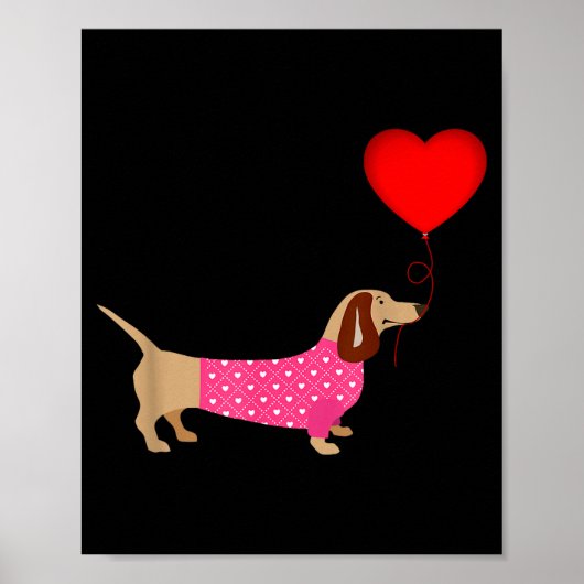Valentines Weiner Daschund Doxie In Dog Dress Poster (Vorne)