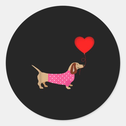 Valentines Weiner Daschund Doxie In Dog Dress Runder Aufkleber (Vorderseite)