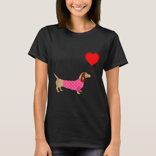 Valentines Weiner Daschund Doxie In Dog Dress T-Shirt (Vorderseite)