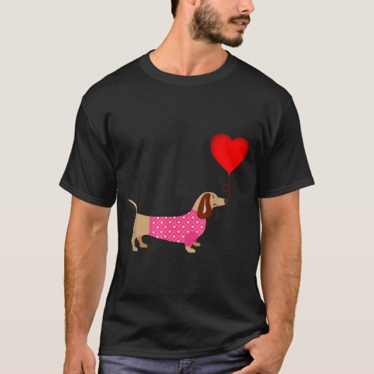 Valentines Weiner Daschund Doxie In Dog Dress T-Shirt (Vorderseite)