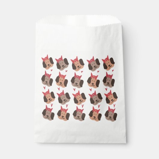 Valentines Welpen mit Bows Herzmuster Geschenktütchen (Vorderseite)