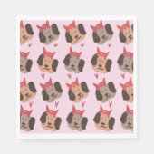 Valentines Welpen mit Bows Herzmuster Serviette (Vorderseite)
