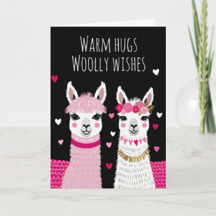 Valentines Whimsical Adorable Llamas Valentines Karte