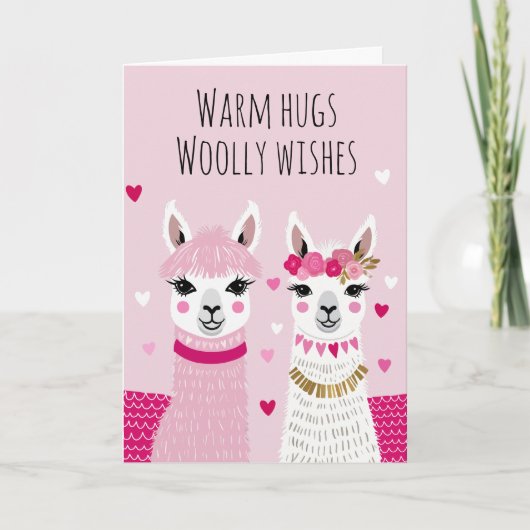 Valentines Whimsical Adorable Llamas Valentines Karte (Vorderseite)