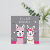 Valentines Whimsical Adorable Llamas Valentines Karte (Stehend Vorderseite)