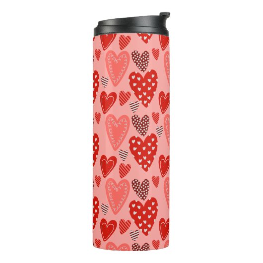Valentine's Whimsical Hearts  Thermosbecher (Nach links gedreht)