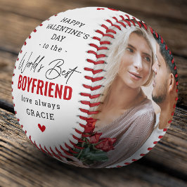 Valentines 'Worlds Best Boyfriend' Foto Keepake Baseball