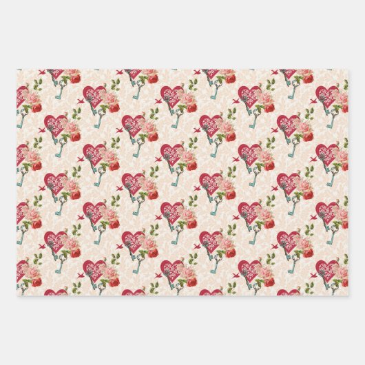 Valentines Wrapping Paper Geschenkpapier Set (Vorderseite 3)