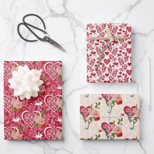 Valentines Wrapping Paper Geschenkpapier Set (Vorderseite)