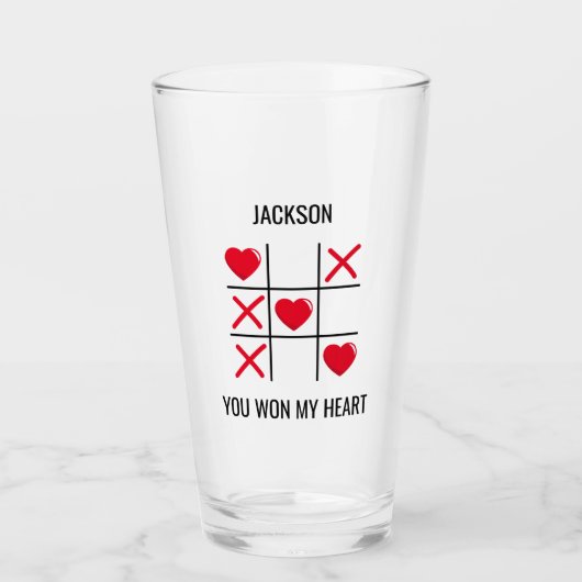 Valentines You Won My Heart Beer Glas (Vorderseite)