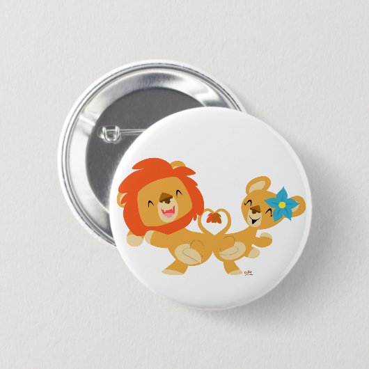 Valentinetanzenlöwepaar-Knopf-Abzeichen Button (Vorne & Hinten)