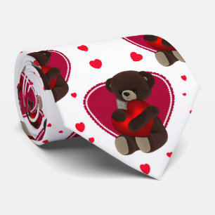 Valentineteddy-Bär und Herzen, Krawatte