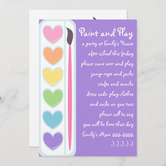 Valentinfarben und Pinsel Einladung (Vorne/Hinten)