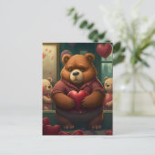 Valentingebärenbär-Cartoon Postkarte (Stehend Vorderseite)