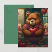 Valentingebärenbär-Cartoon Postkarte (Vorne/Hinten)