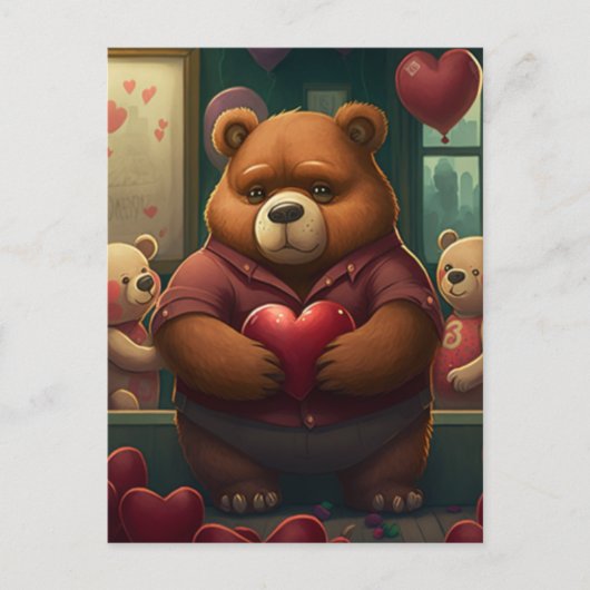 Valentingebärenbär-Cartoon Postkarte (Vorderseite)