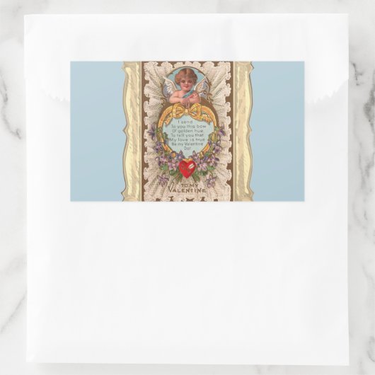 Valentingedicht mit Cupid Rechteckiger Aufkleber (Tasche)