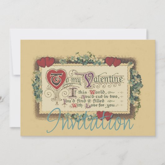 Valentingedicht mit Herzaufforderung Einladung (Vorderseite)