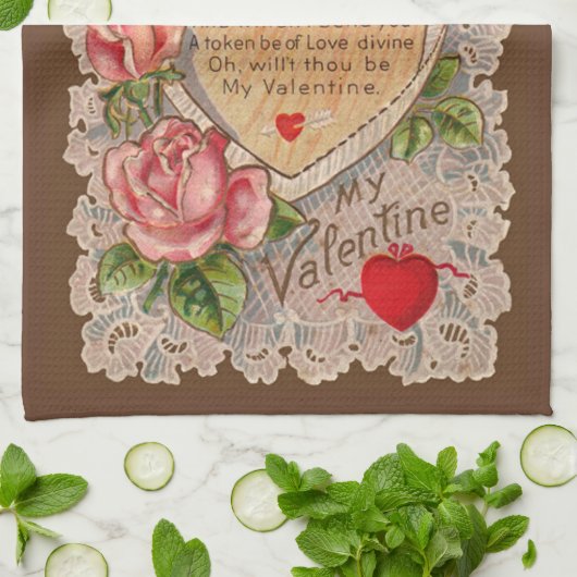 Valentingedicht mit Spitzen Handtuch (Gefaltet)