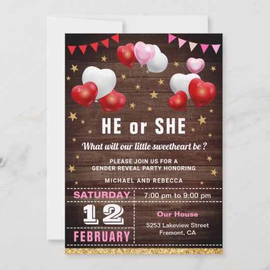 Valentingeschlechtsspezifisches Party Einladung (Vorderseite)