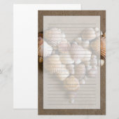 Valentinherz hergestellt mit Muscheln Briefpapier (Vorne/Hinten)