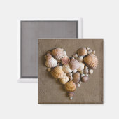 Valentinherz hergestellt mit Muscheln Magnet (Vorderseite/Rückseite)