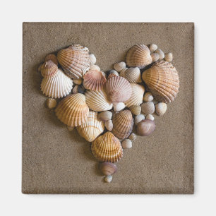 Valentinherz hergestellt mit Muscheln Magnet