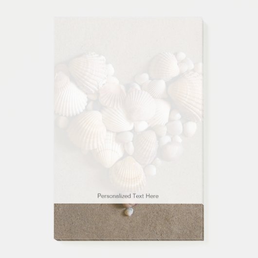Valentinherz hergestellt mit Muscheln Post-it Klebezettel (Vorderseite)