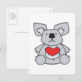 Valentinherz Koala Feiertagspostkarte (Vorne/Hinten)