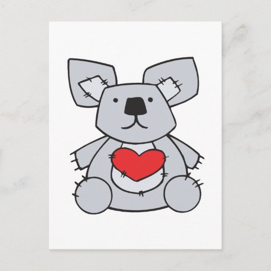 Valentinherz Koala Feiertagspostkarte (Vorderseite)