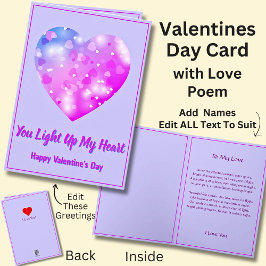 Valentinherz mit Liebe Gedicht Karte