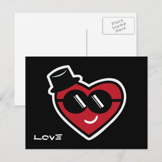 Valentinherz Postkarte (Vorne/Hinten)