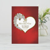 Valentinherz/Rose - Einladung zur Hochzeit - Rot (Stehend Vorderseite)