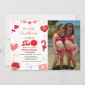 Valentinherz Wasserfarbe Mädchen 2. Geburtstag Einladung (Vorderseite)