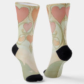 Valentinherzen im Hintergrund in hellrosa und grün Socken (Gewinkelt)