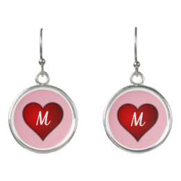Valentinherzen in rosa und roter Monogramm Ohrringe