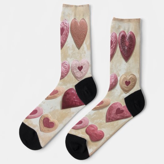 Valentinherzen mit Texturen und kopieren Raum Socken (Linkes Detail)