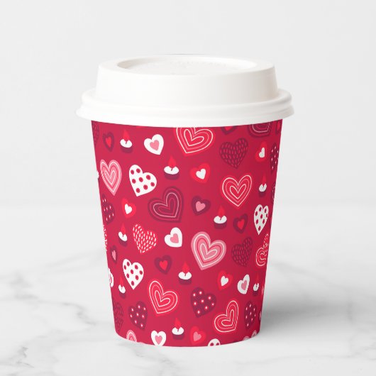 Valentinherzen Muster 2 Papierbecher (Links)