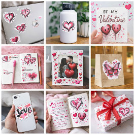 Valentinherzen Set Aufkleber