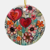 Valentinherzen und Blume Keramik Ornament (Vorne)